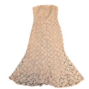 Shoshanna Blush Pink Lace Franklin Midi Dress Strapless Cocktail Formal Gown 6